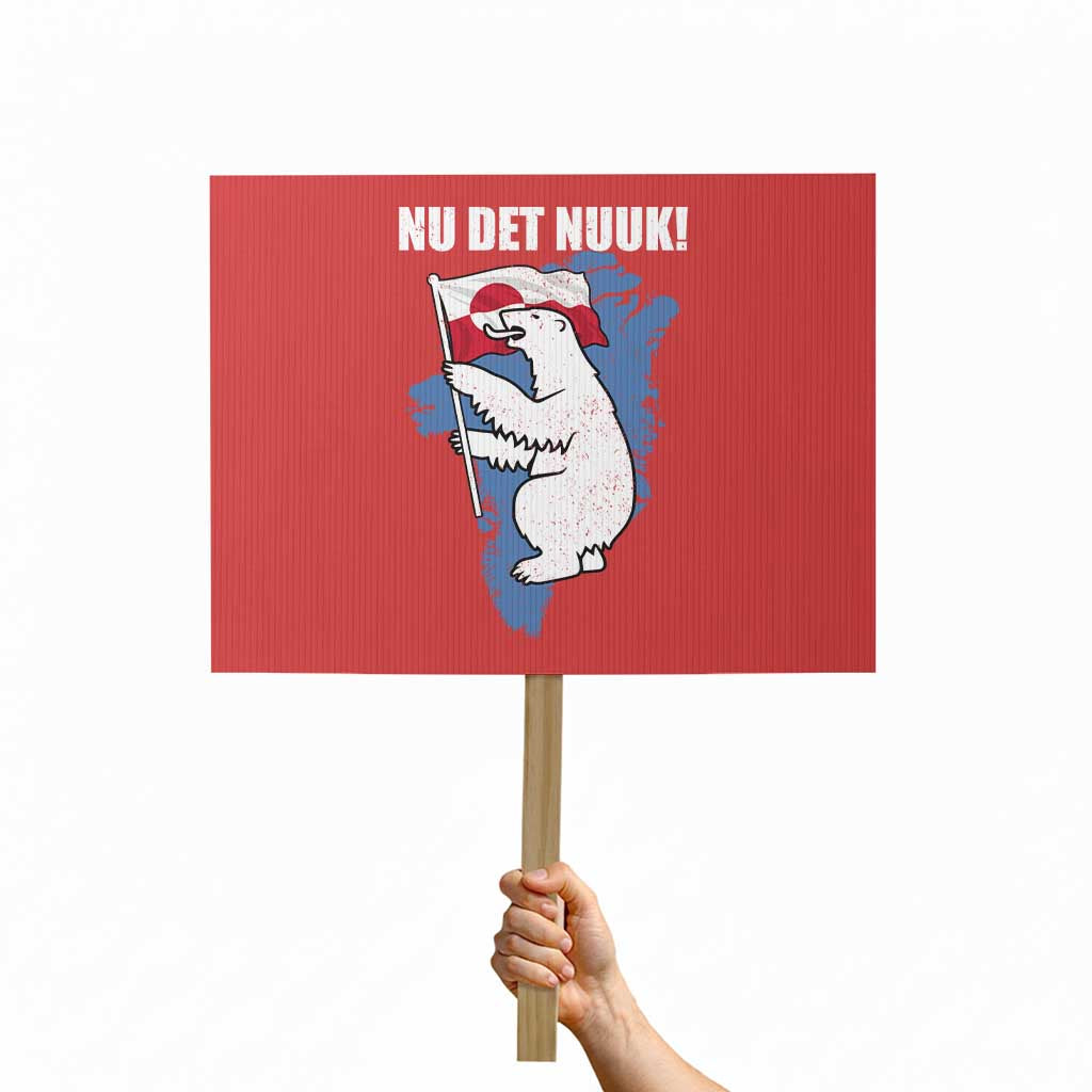 Nu Det Nuuk Nows Enough Protest Sign Funny Saying Bear Greenlandic Flag