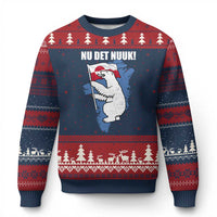 Nu Det Nuuk Nows Enough Ugly Christmas Sweater Funny Saying Bear Greenlandic Flag