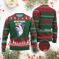 Nu Det Nuuk Nows Enough Ugly Christmas Sweater Funny Saying Bear Greenlandic Flag