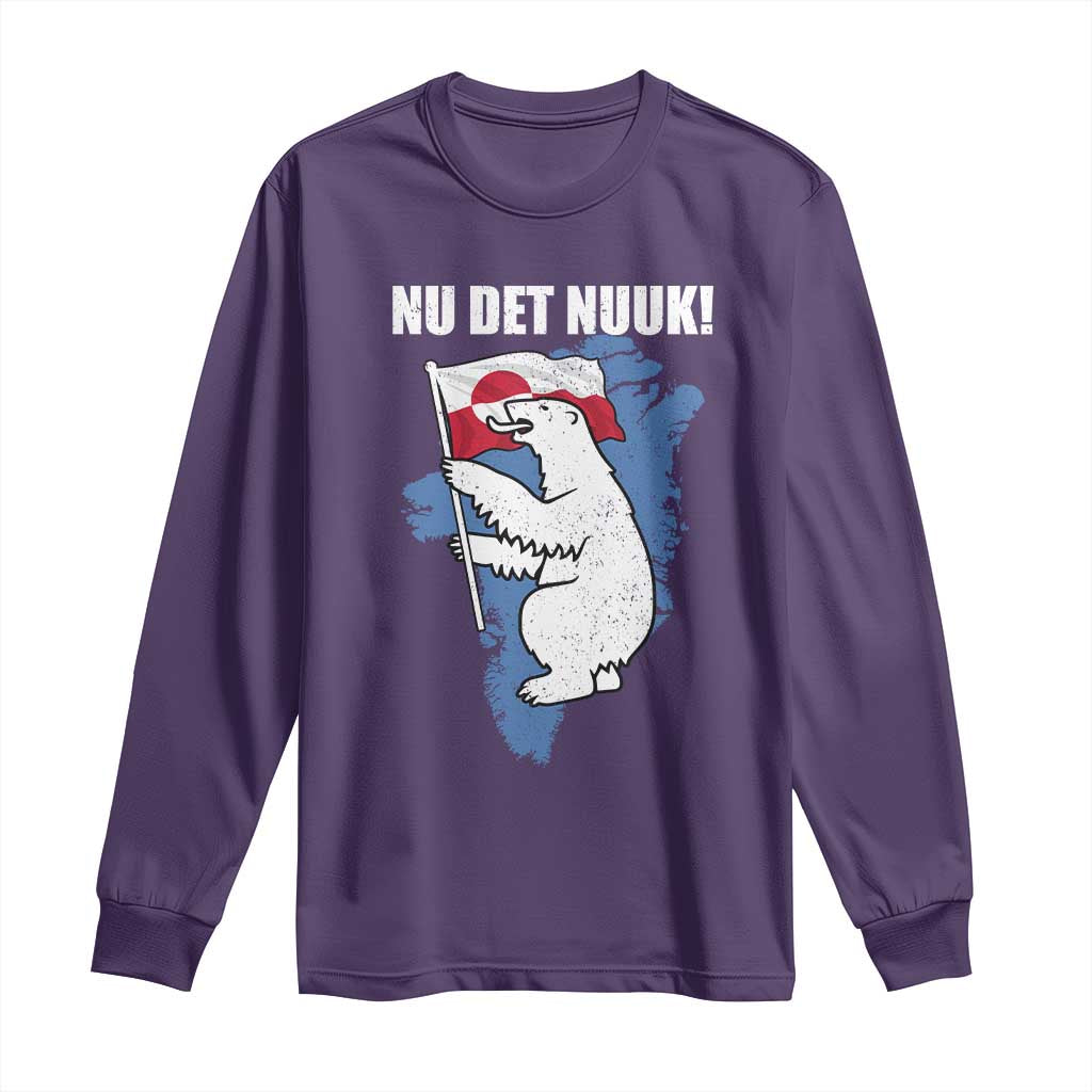 Nu Det Nuuk Nows Enough Long Sleeve Shirt Funny Saying Bear Greenlandic Flag