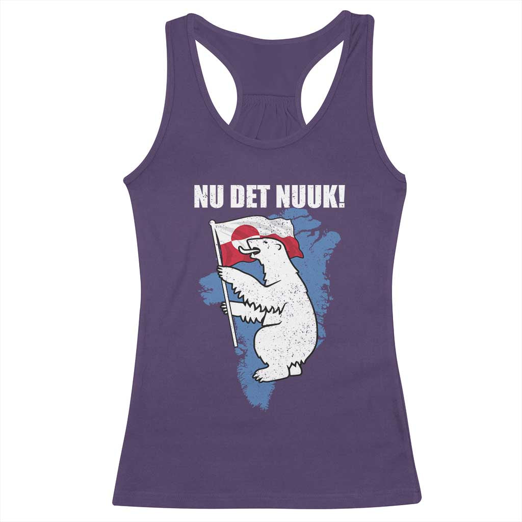 Nu Det Nuuk Nows Enough Racerback Tank Top Funny Saying Bear Greenlandic Flag