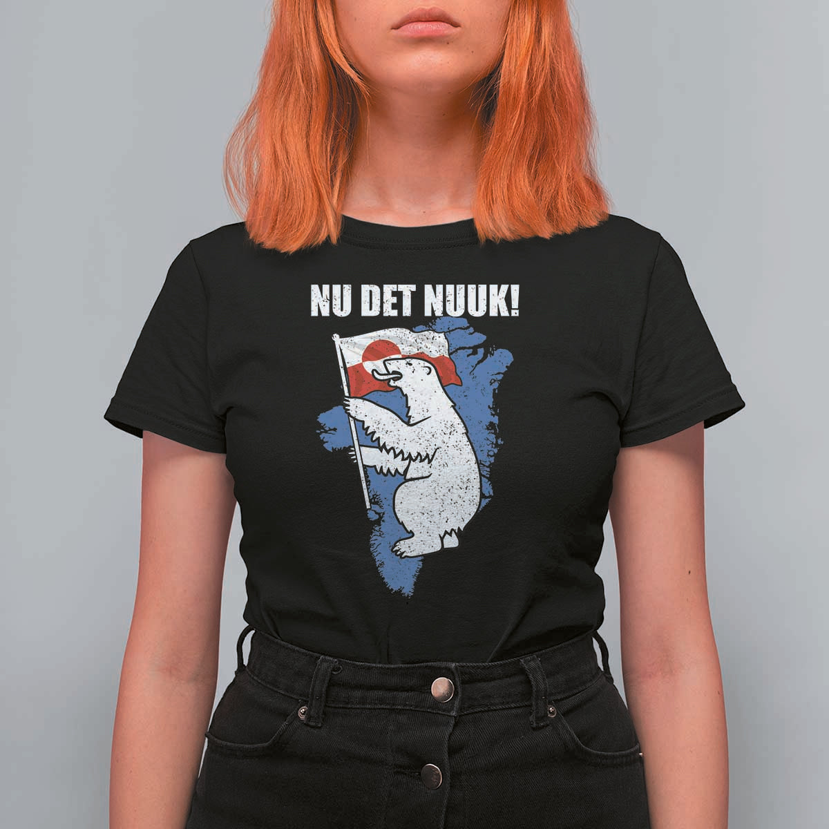 Nu Det Nuuk Nows Enough T Shirt For Women Funny Saying Bear Greenlandic Flag