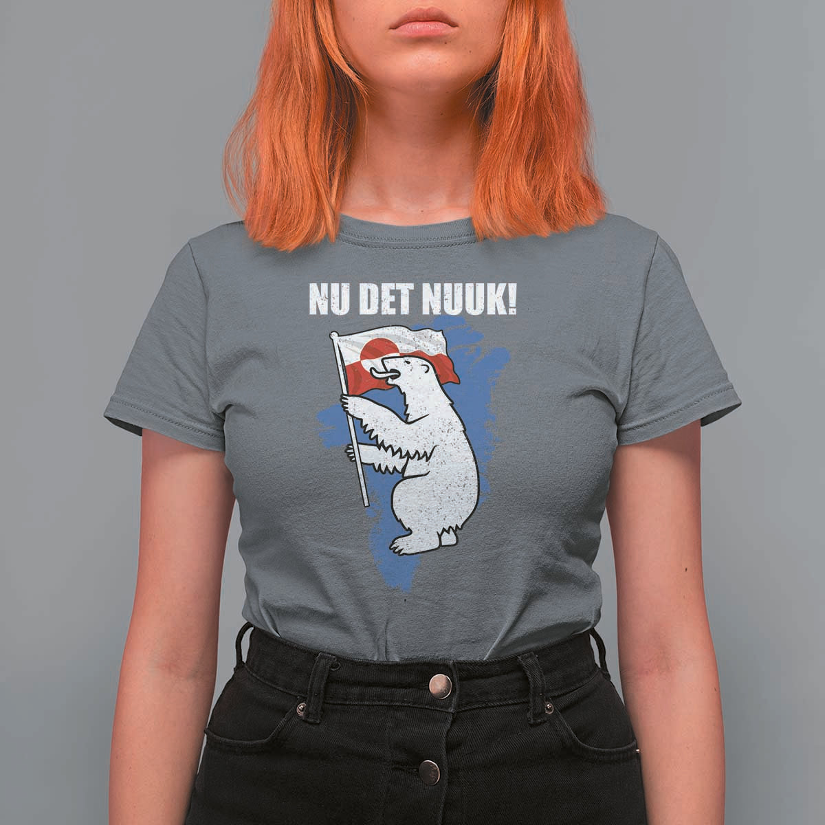 Nu Det Nuuk Nows Enough T Shirt For Women Funny Saying Bear Greenlandic Flag