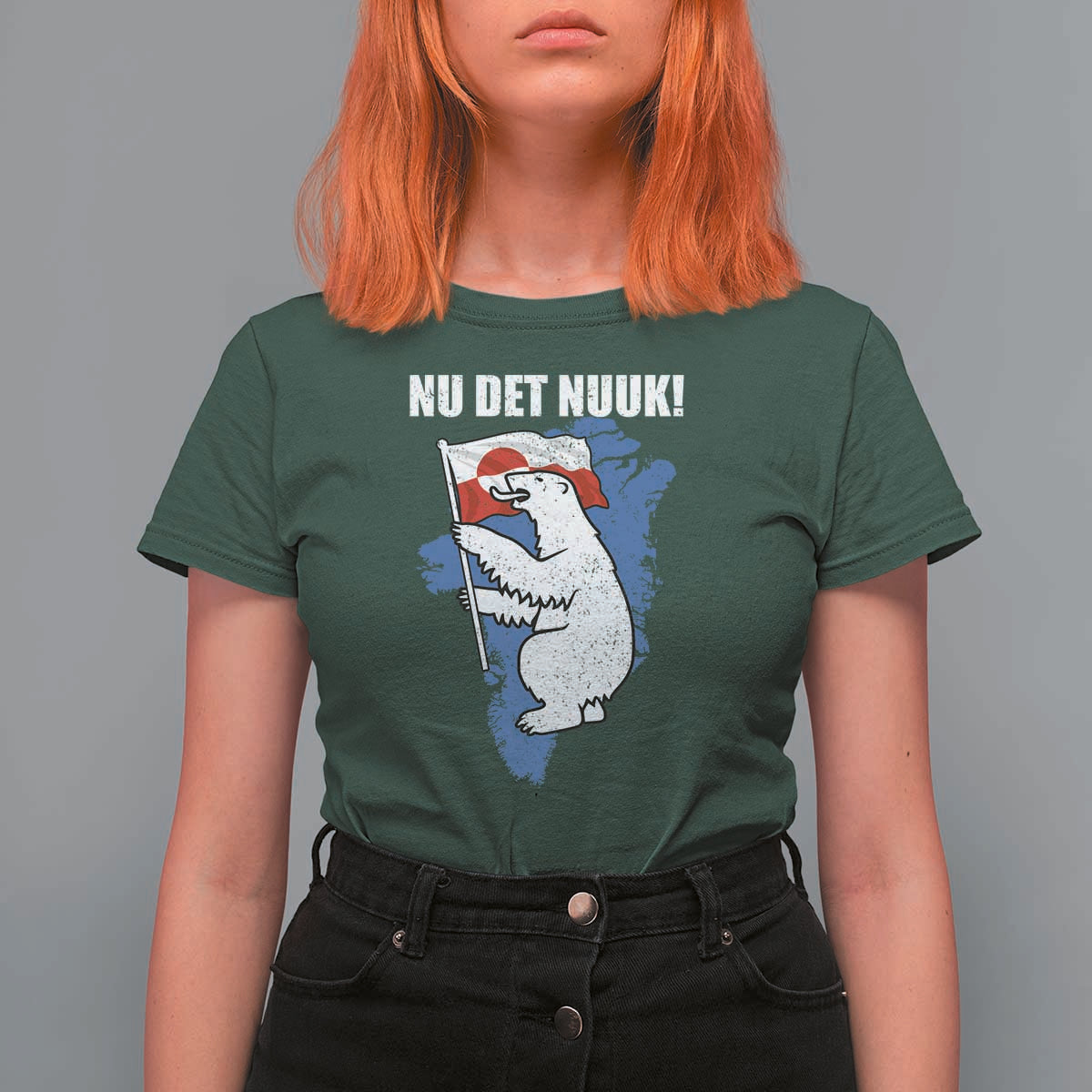 Nu Det Nuuk Nows Enough T Shirt For Women Funny Saying Bear Greenlandic Flag