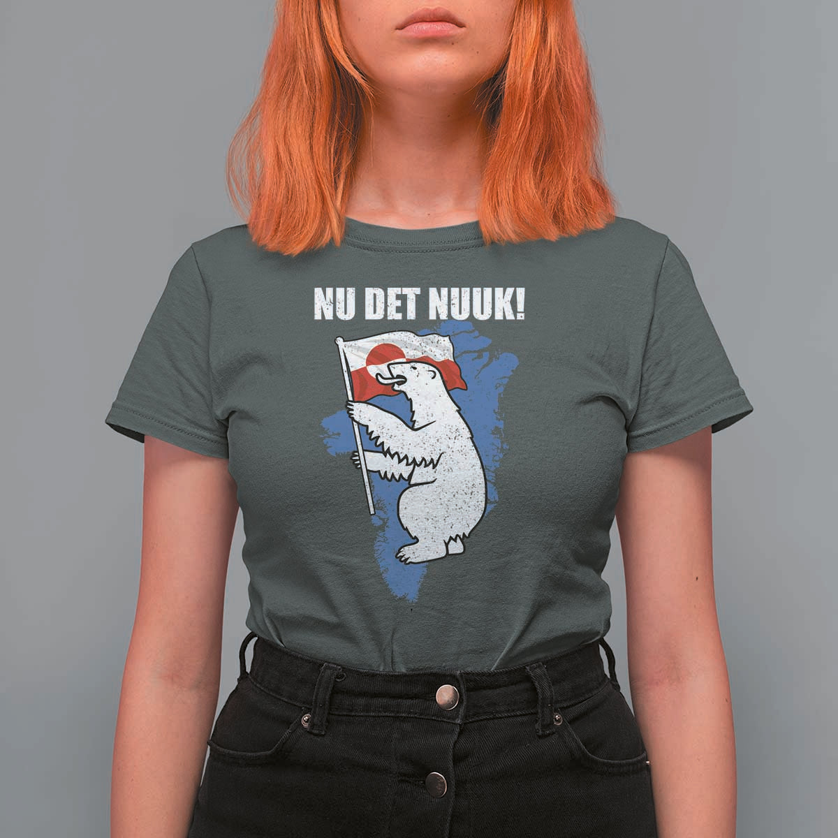Nu Det Nuuk Nows Enough T Shirt For Women Funny Saying Bear Greenlandic Flag