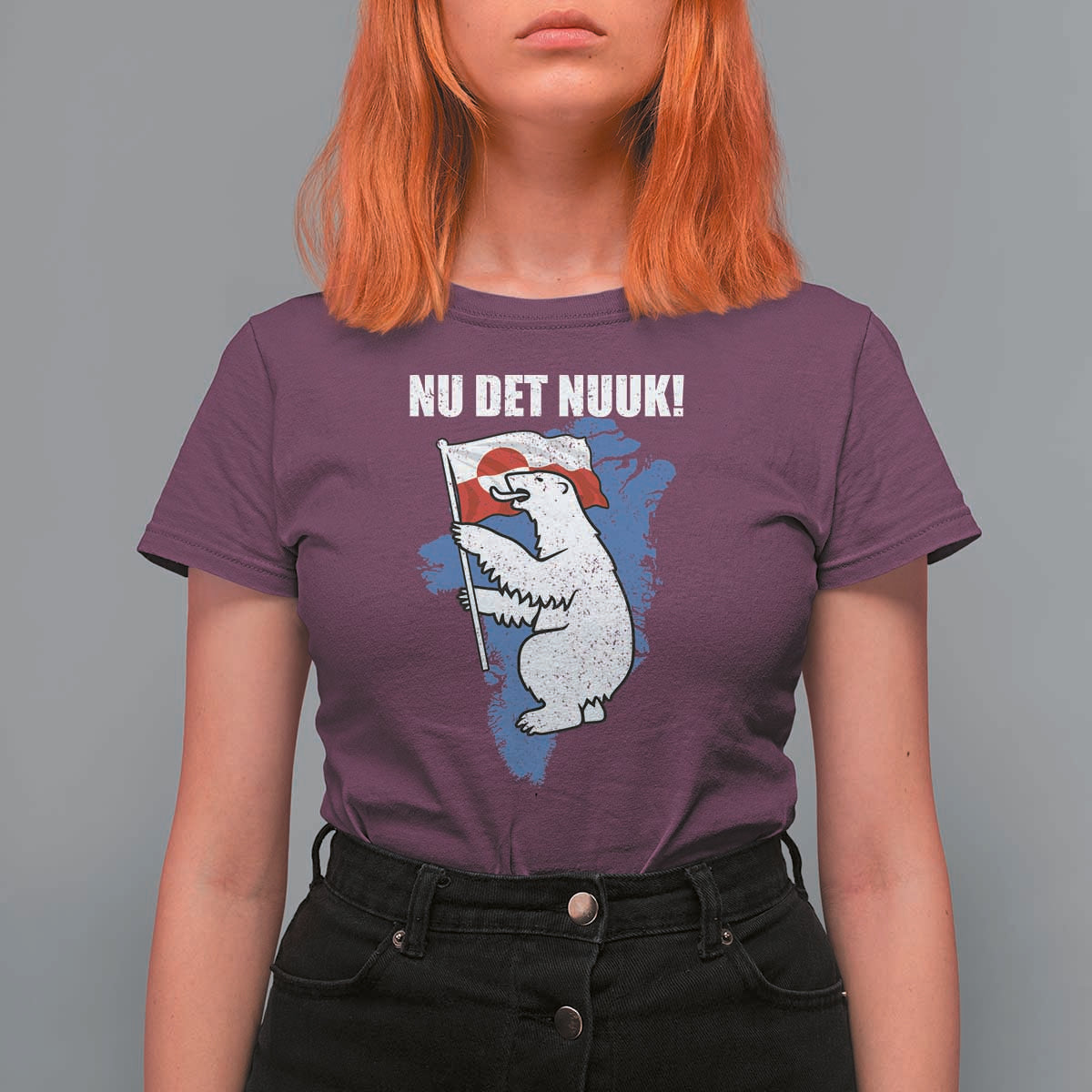 Nu Det Nuuk Nows Enough T Shirt For Women Funny Saying Bear Greenlandic Flag