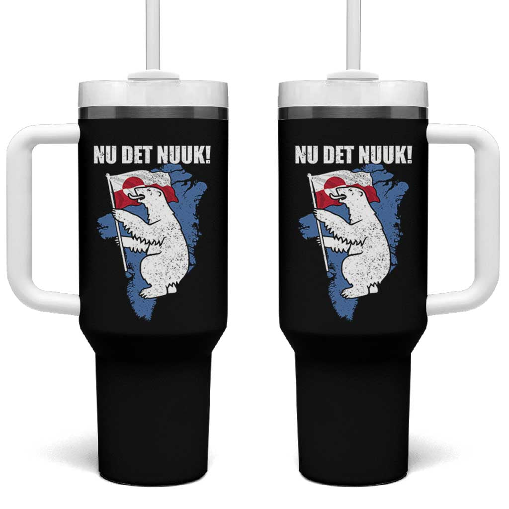 Nu Det Nuuk Nows Enough Tumbler With Handle Funny Saying Bear Greenlandic Flag
