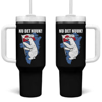 Nu Det Nuuk Nows Enough Tumbler With Handle Funny Saying Bear Greenlandic Flag
