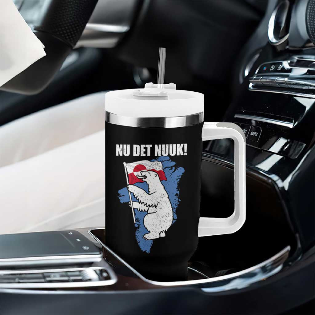 Nu Det Nuuk Nows Enough Tumbler With Handle Funny Saying Bear Greenlandic Flag