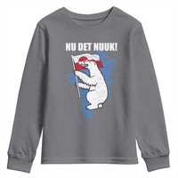 Nu Det Nuuk Nows Enough Youth Sweatshirt Funny Saying Bear Greenlandic Flag