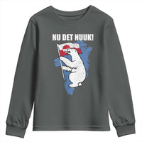 Nu Det Nuuk Nows Enough Youth Sweatshirt Funny Saying Bear Greenlandic Flag