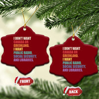 I Dont Want Canada Or Greenland I Want Public Radio Social Security And Libraries Ceramic Ornament Political Satire
