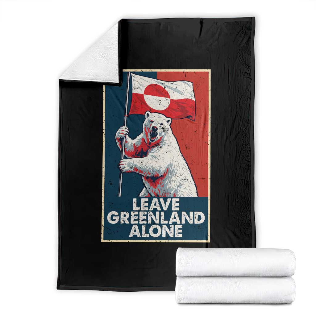 Leave Greenland Alone Throw Blanket Polar Bear Holding Flag Greenlanders Supports