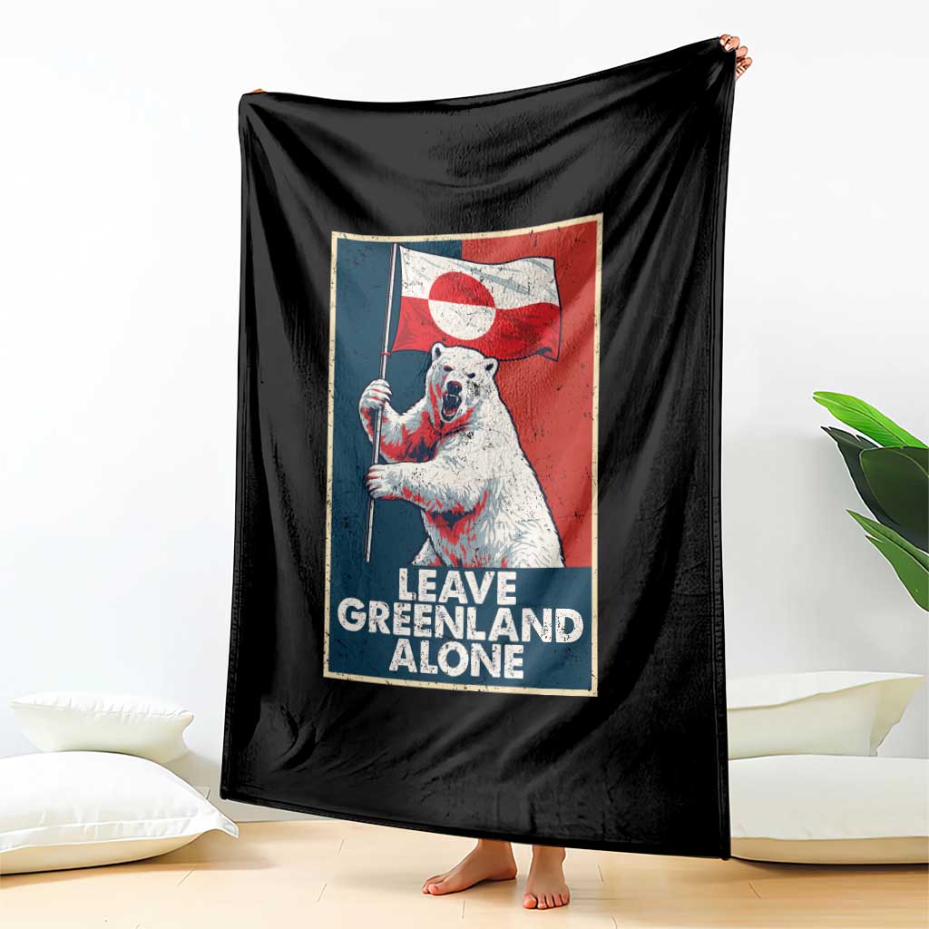 Leave Greenland Alone Throw Blanket Polar Bear Holding Flag Greenlanders Supports