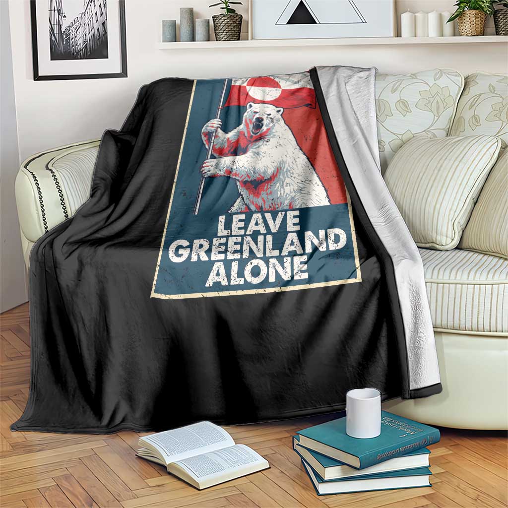 Leave Greenland Alone Throw Blanket Polar Bear Holding Flag Greenlanders Supports
