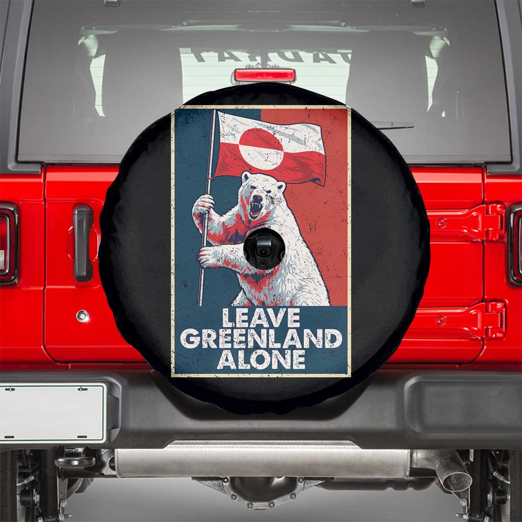 Leave Greenland Alone Spare Tire Cover Polar Bear Holding Flag Greenlanders Supports