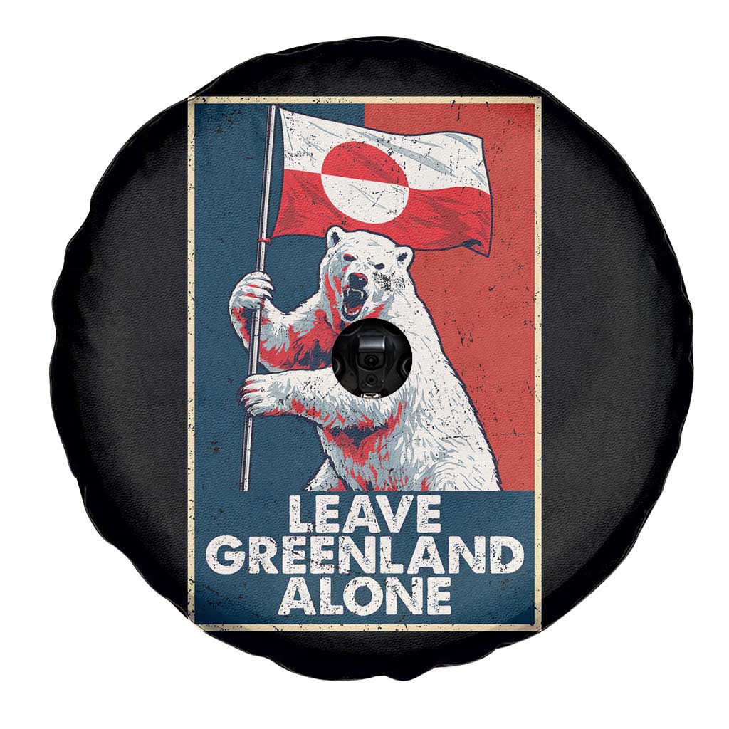 Leave Greenland Alone Spare Tire Cover Polar Bear Holding Flag Greenlanders Supports