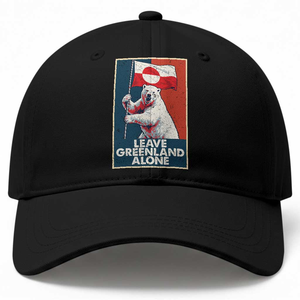 Leave Greenland Alone Baseball Cap Polar Bear Holding Flag Greenlanders Supports