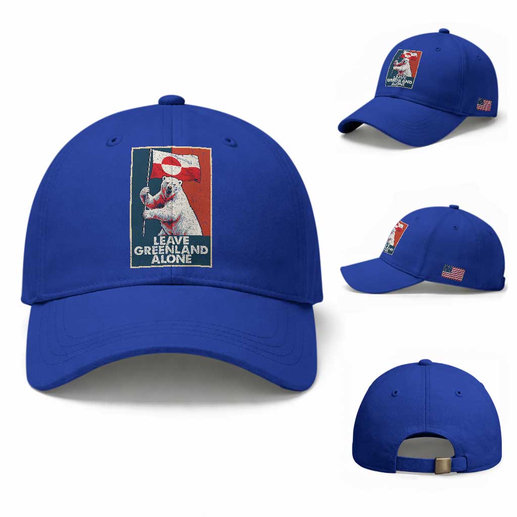 Leave Greenland Alone Baseball Cap Polar Bear Holding Flag Greenlanders Supports