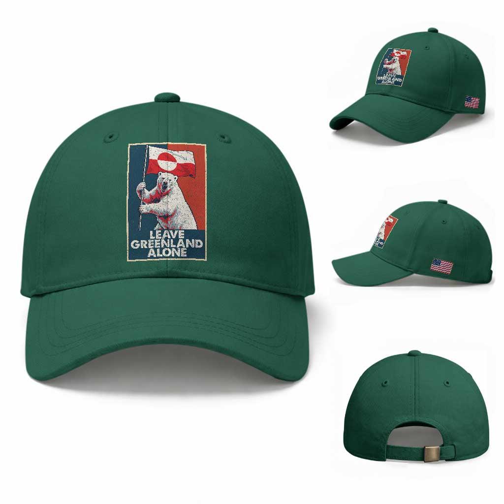 Leave Greenland Alone Baseball Cap Polar Bear Holding Flag Greenlanders Supports