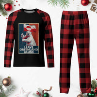 Leave Greenland Alone Plaid Pajama Set Polar Bear Holding Flag Greenlanders Supports