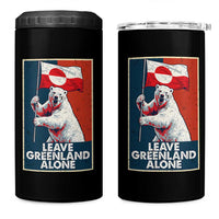 Leave Greenland Alone 4 in 1 Can Cooler Tumbler Polar Bear Holding Flag Greenlanders Supports