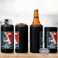 Leave Greenland Alone 4 in 1 Can Cooler Tumbler Polar Bear Holding Flag Greenlanders Supports