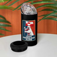 Leave Greenland Alone 4 in 1 Can Cooler Tumbler Polar Bear Holding Flag Greenlanders Supports