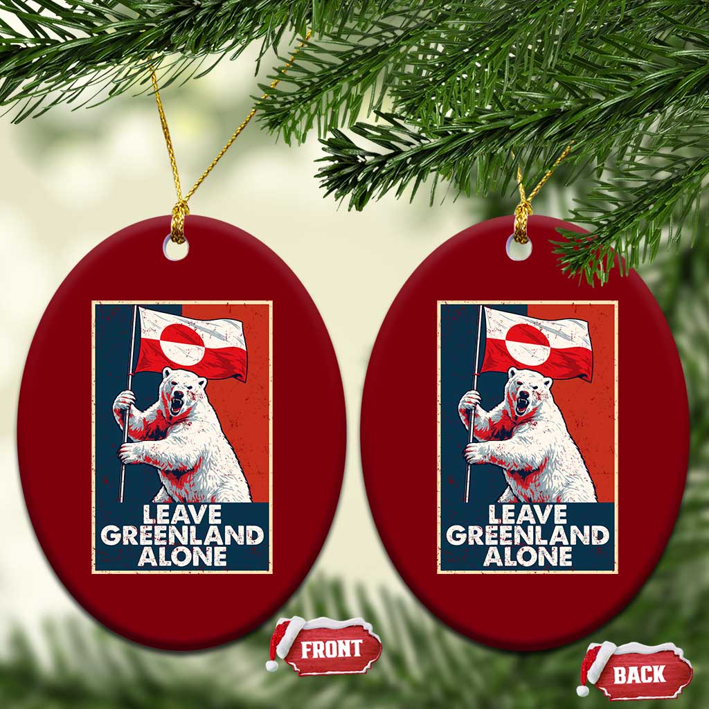 Leave Greenland Alone Ceramic Ornament Polar Bear Holding Flag Greenlanders Supports