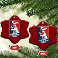 Leave Greenland Alone Ceramic Ornament Polar Bear Holding Flag Greenlanders Supports