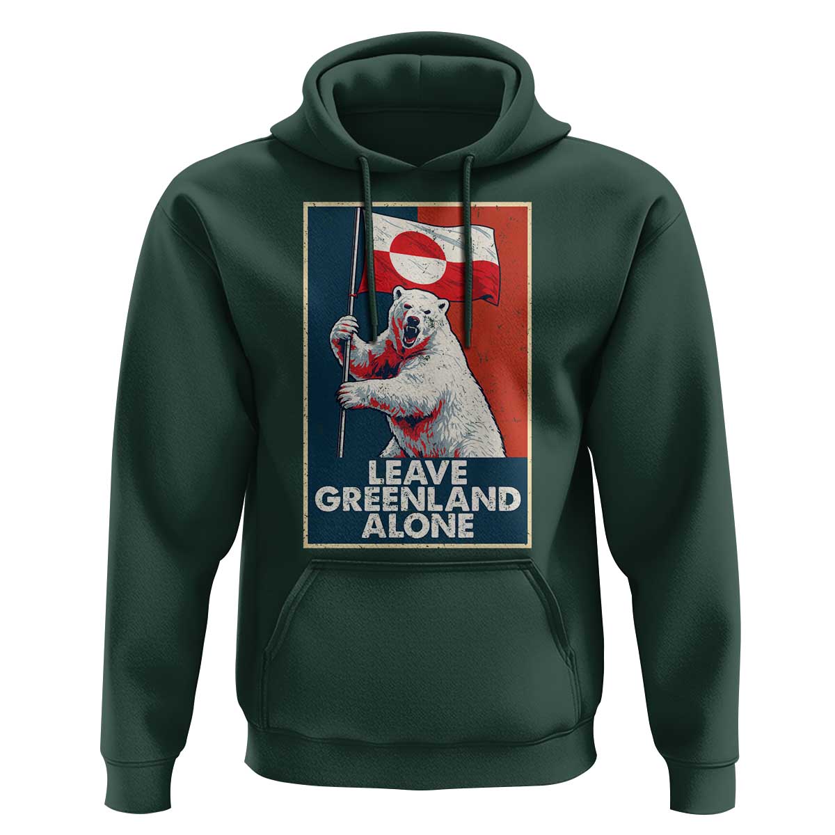 Leave Greenland Alone Hoodie Polar Bear Holding Flag Greenlanders Supports