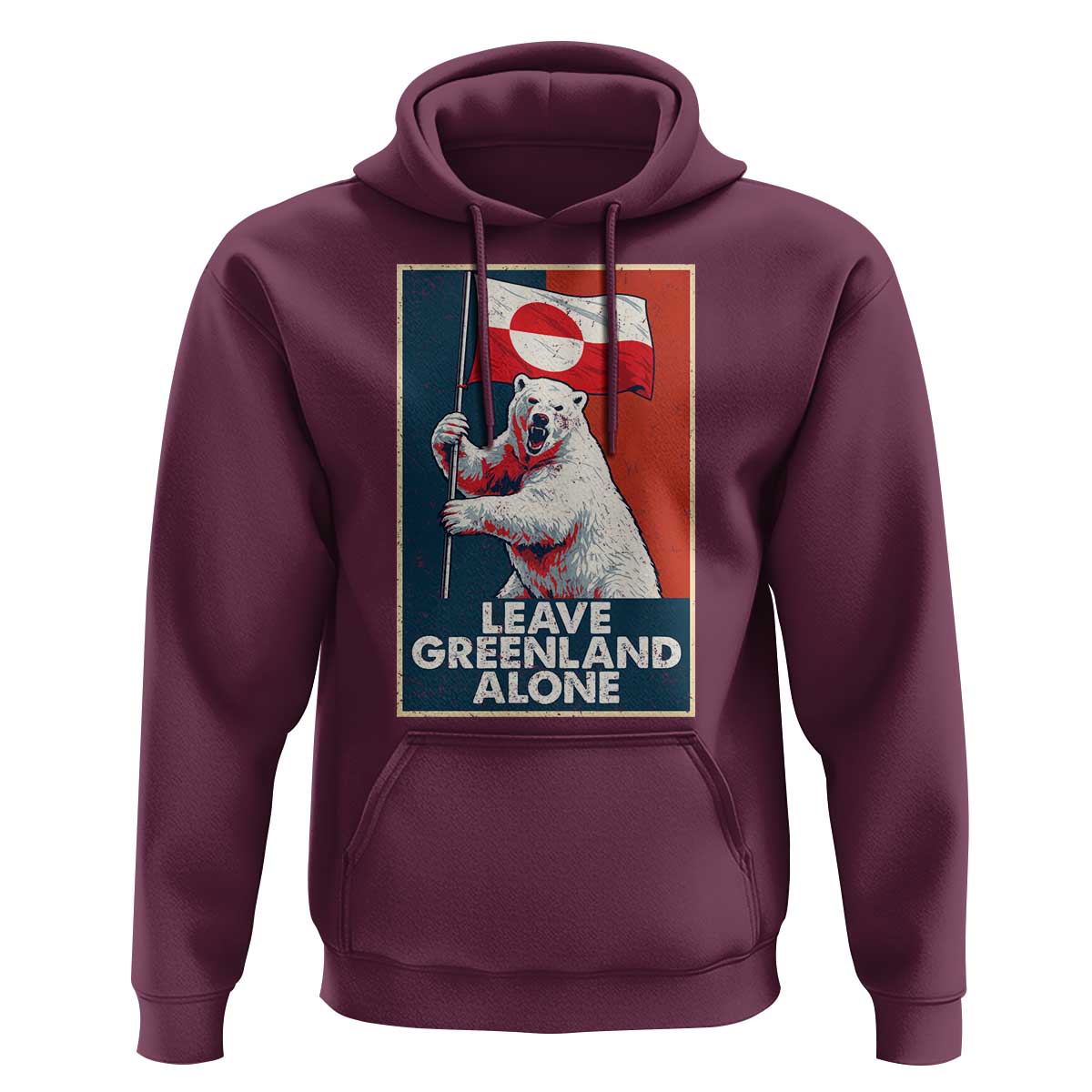 Leave Greenland Alone Hoodie Polar Bear Holding Flag Greenlanders Supports