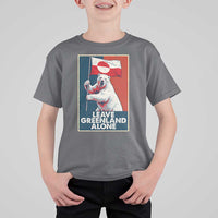 Leave Greenland Alone T Shirt For Kid Polar Bear Holding Flag Greenlanders Supports