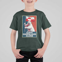 Leave Greenland Alone T Shirt For Kid Polar Bear Holding Flag Greenlanders Supports