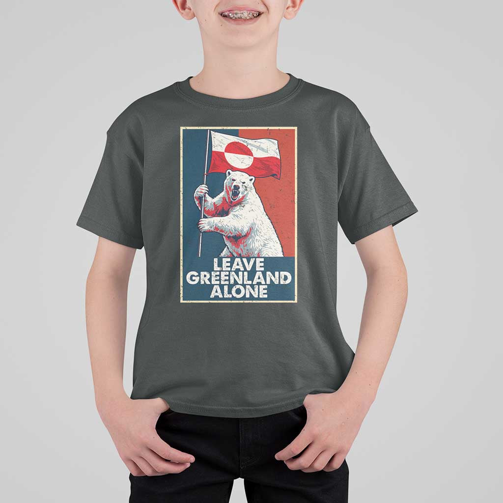 Leave Greenland Alone T Shirt For Kid Polar Bear Holding Flag Greenlanders Supports