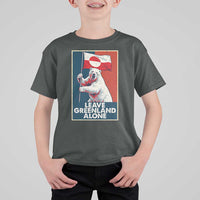 Leave Greenland Alone T Shirt For Kid Polar Bear Holding Flag Greenlanders Supports