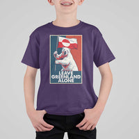 Leave Greenland Alone T Shirt For Kid Polar Bear Holding Flag Greenlanders Supports