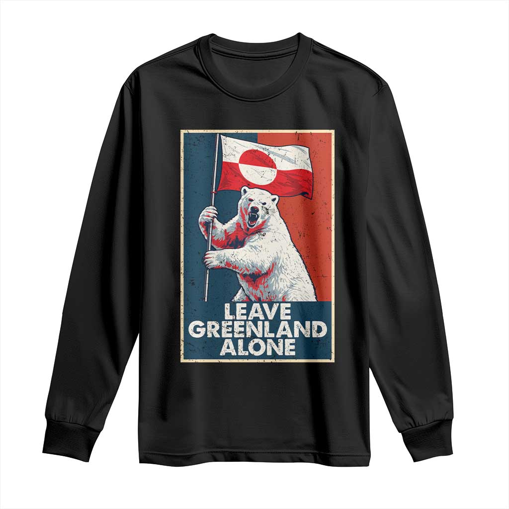 Leave Greenland Alone Long Sleeve Shirt Polar Bear Holding Flag Greenlanders Supports