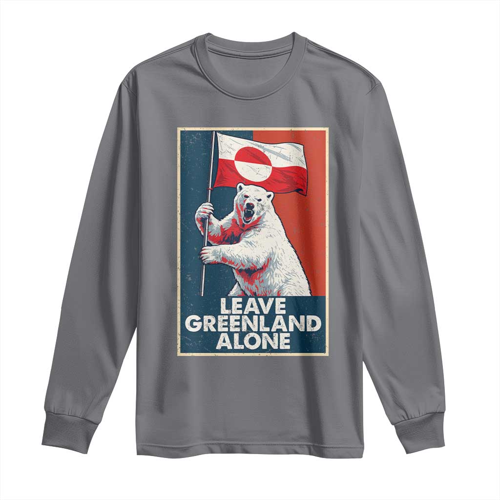 Leave Greenland Alone Long Sleeve Shirt Polar Bear Holding Flag Greenlanders Supports