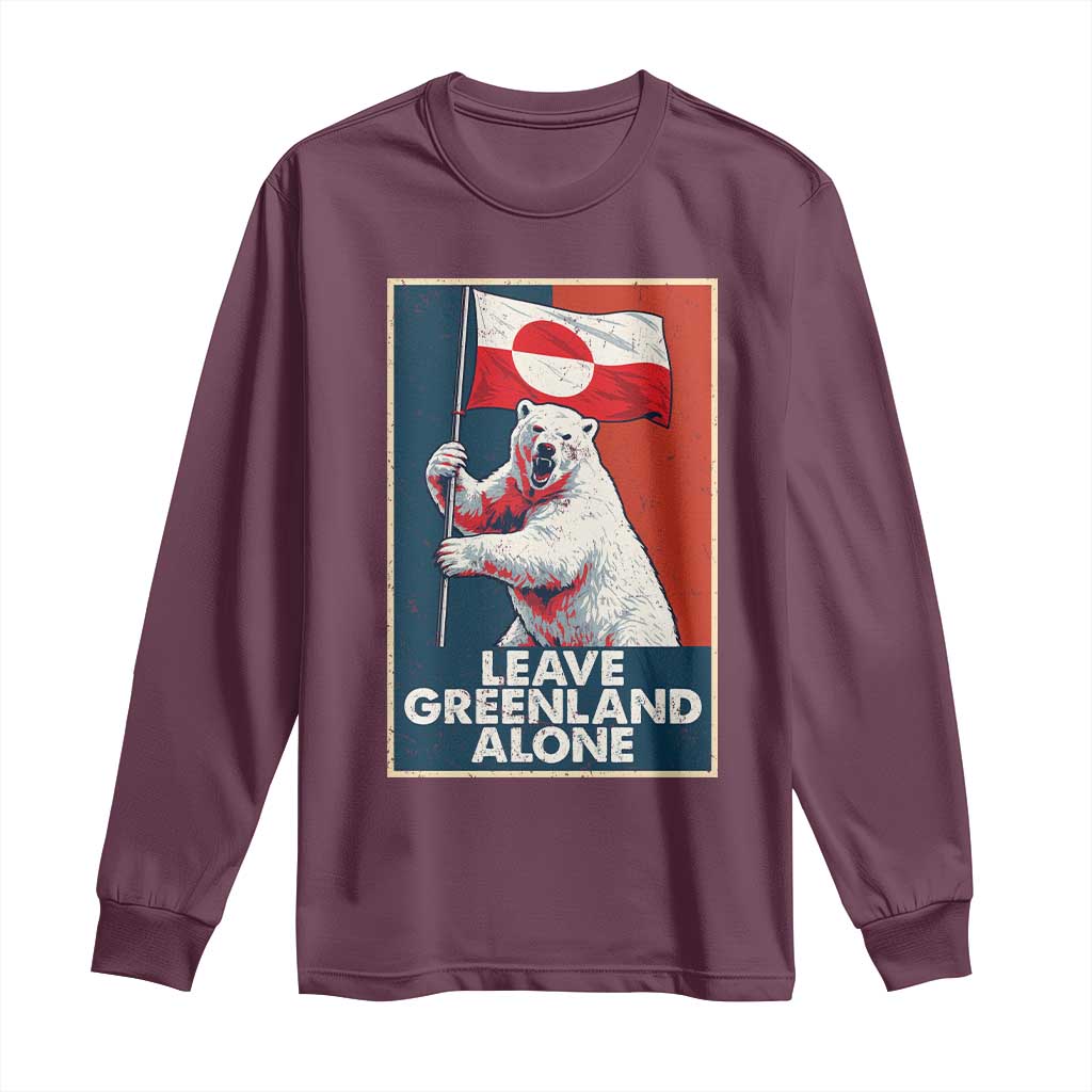 Leave Greenland Alone Long Sleeve Shirt Polar Bear Holding Flag Greenlanders Supports