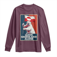 Leave Greenland Alone Long Sleeve Shirt Polar Bear Holding Flag Greenlanders Supports