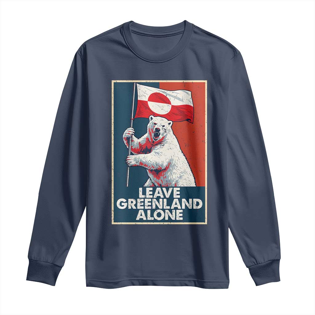 Leave Greenland Alone Long Sleeve Shirt Polar Bear Holding Flag Greenlanders Supports