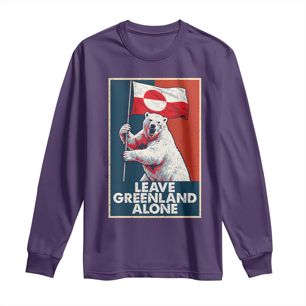 Leave Greenland Alone Long Sleeve Shirt Polar Bear Holding Flag Greenlanders Supports