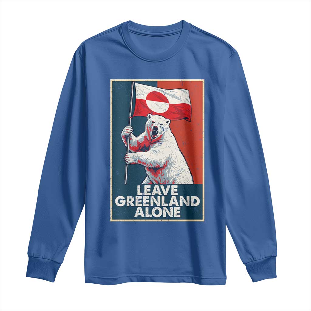 Leave Greenland Alone Long Sleeve Shirt Polar Bear Holding Flag Greenlanders Supports