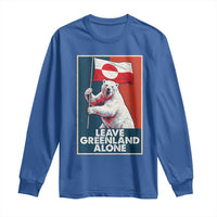Leave Greenland Alone Long Sleeve Shirt Polar Bear Holding Flag Greenlanders Supports