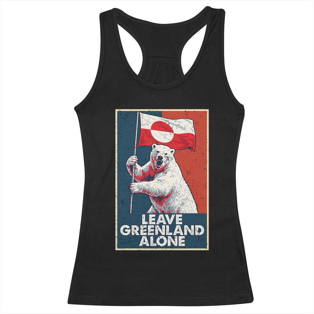 Leave Greenland Alone Racerback Tank Top Polar Bear Holding Flag Greenlanders Supports