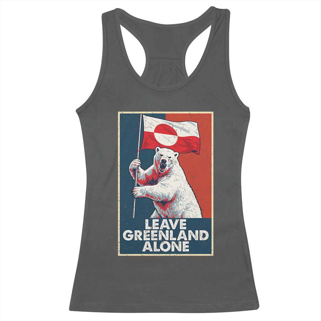 Leave Greenland Alone Racerback Tank Top Polar Bear Holding Flag Greenlanders Supports
