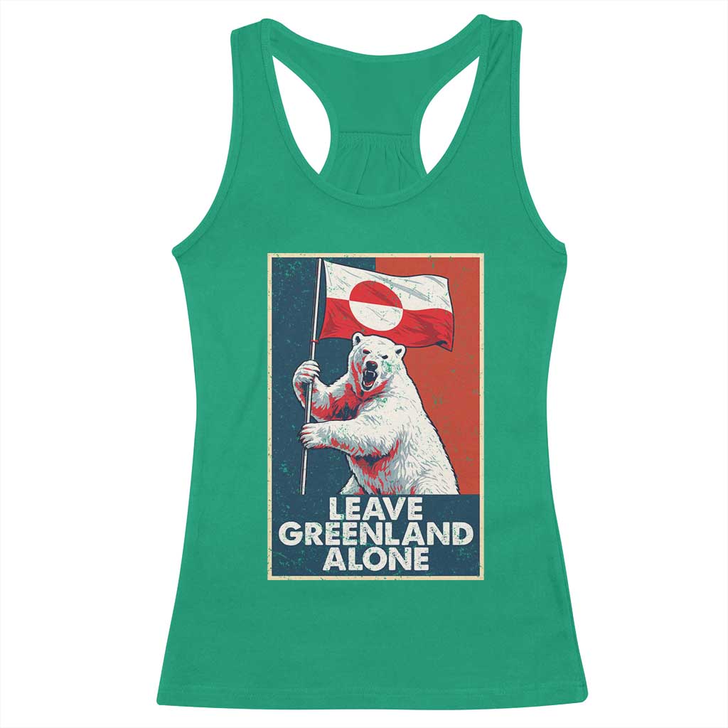 Leave Greenland Alone Racerback Tank Top Polar Bear Holding Flag Greenlanders Supports