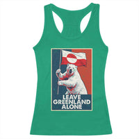 Leave Greenland Alone Racerback Tank Top Polar Bear Holding Flag Greenlanders Supports