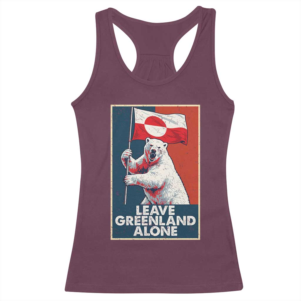 Leave Greenland Alone Racerback Tank Top Polar Bear Holding Flag Greenlanders Supports
